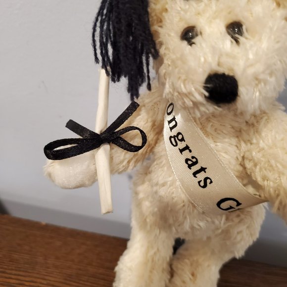 Posable Plush Bear Graduation Congrats Grad Gift Diploma Mortarboard Tan 7" tall - Picture 7 of 9